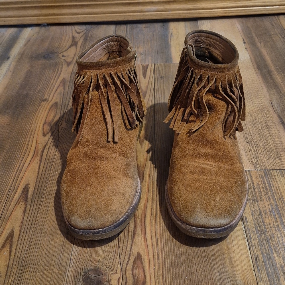 KATE SPADE 'Betsie' Suede Flat Boho Fringe Ankle Boots, Size 8.5M - Picture 11 of 16